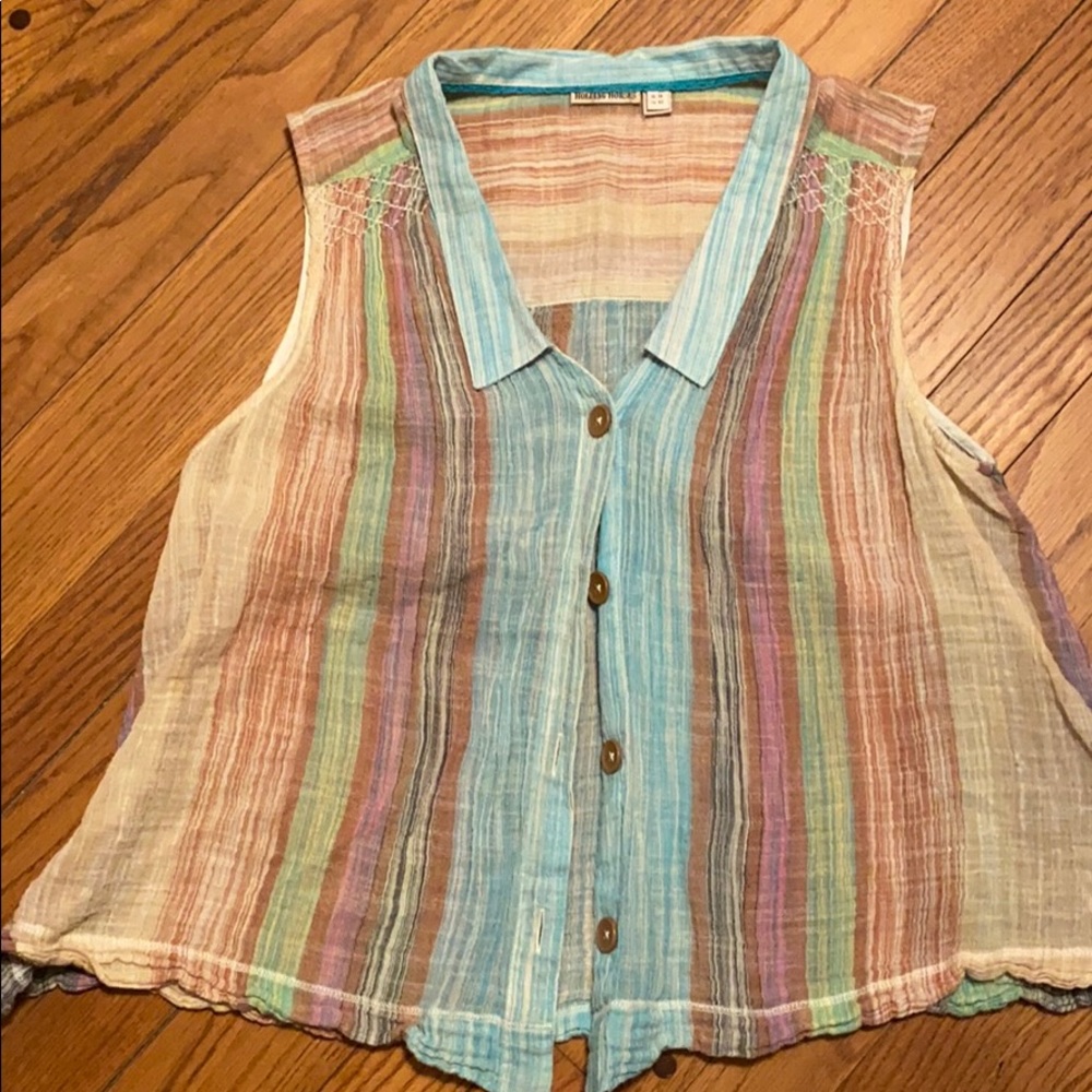 Colorful button up crop